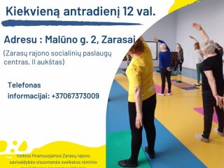 Kviečiame senjorus į nemokamas sveikatingumo mankštas