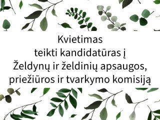 Kvietimas teikti kandidatūras į Želdynų ir želdinių apsaugos, priežiūros ir tvarkymo komisiją