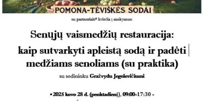 VšĮ Pomona - Tėviškės sodai su partneriais kviečia į nemokamus mokymus