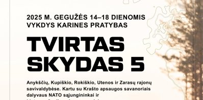 Dėl Krašto apsaugos savanorių pajėgų pratybų „Tvirtas skydas 5“ organizavimo nekarinėse teritorijose