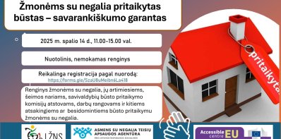 Nuotolinis renginys apie būsto pritaikymą žmonėms su negalia – savarankiškumo garantas