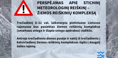 Gyventojų dėmesiui – artėja sudėtingos oro sąlygos