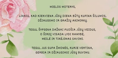Sveikinimas Tarptautinės moterų solidarumo dienos proga!