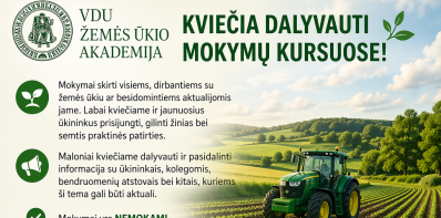 VDU Žemės ūkio akademija kviečia dalyvauti mokymų kursuose!
