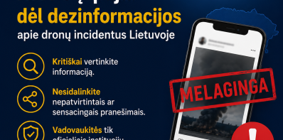 Nacionalinis krizių valdymo centras įspėja dėl dezinformacijos apie dronų incidentus Lietuvoje