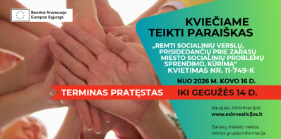 Pratęsiamas kvietimas socialiniams verslams 